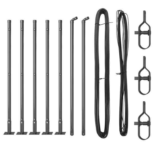 Grote foto vidaxl set hekpalen 7 pcs grijs 32mm 160 cm beton tuin en terras overige tuin en terras