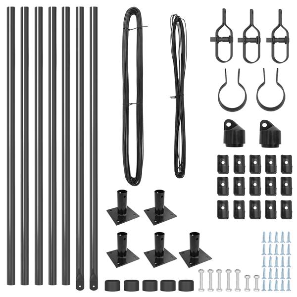 Grote foto vidaxl set hekpalen 7 pcs grijs 32mm 160 cm beton metaal tuin en terras overige tuin en terras