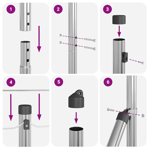 Grote foto vidaxl hekpalen set met spike 13 pcs zilver 32mm 160 cm tuin en terras overige tuin en terras