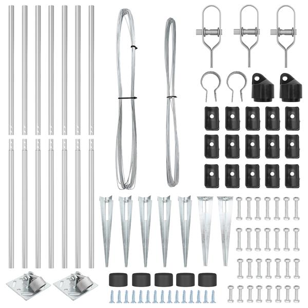 Grote foto vidaxl set hekpalen 7 pcs zilver 32mm 160 cm gegalvaniseerd staal tuin en terras overige tuin en terras