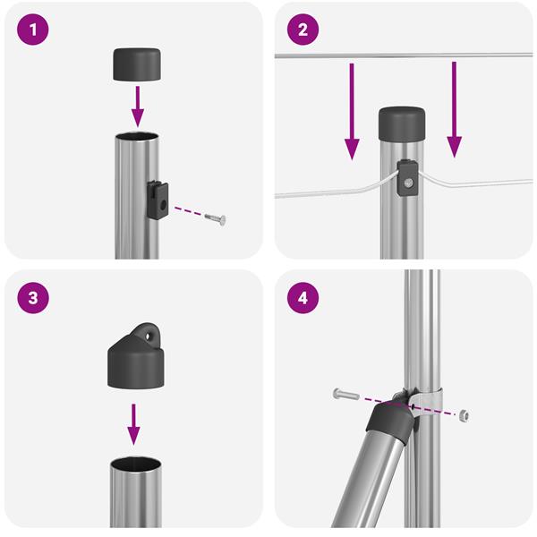 Grote foto vidaxl set hekpalen 7 pcs zilver 32mm 100 cm staal tuin en terras overige tuin en terras