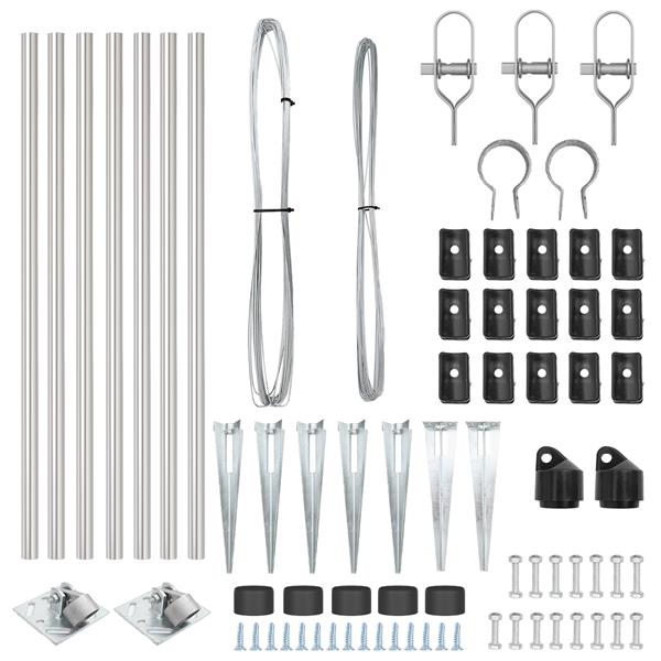 Grote foto vidaxl set hekpalen 7 pcs zilver 32mm 60 cm gegalvaniseerd staal tuin en terras overige tuin en terras