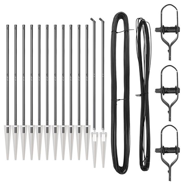 Grote foto vidaxl hekpalen set met spike 13 pcs grijs 32mm 160 cm tuin en terras overige tuin en terras
