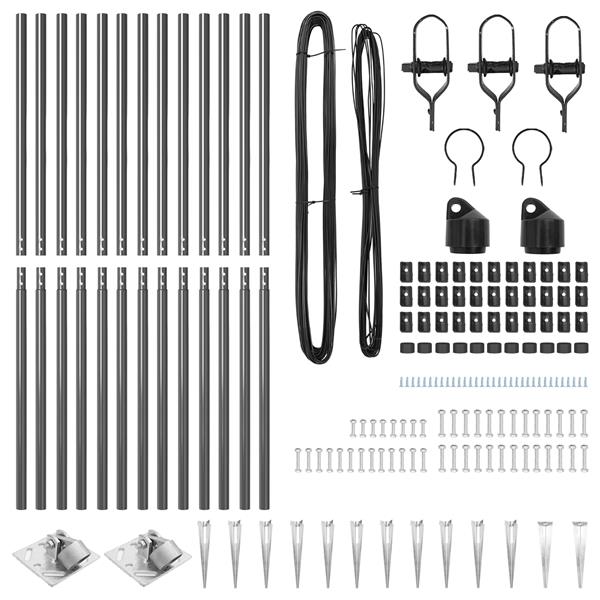 Grote foto vidaxl hekpalen set met spike 13 pcs grijs 32mm 160 cm tuin en terras overige tuin en terras
