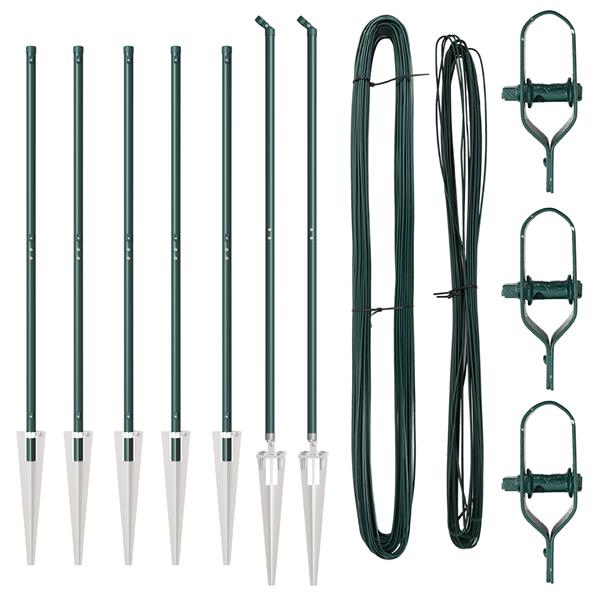 Grote foto vidaxl set hekpalen 7 pcs groen 32mm 160 cm metaal tuin en terras overige tuin en terras