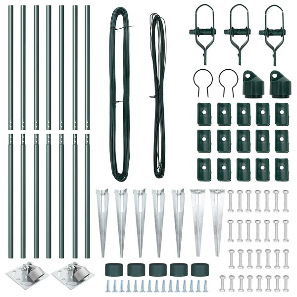 Grote foto vidaxl set hekpalen 7 pcs groen 32mm 160 cm metaal tuin en terras overige tuin en terras