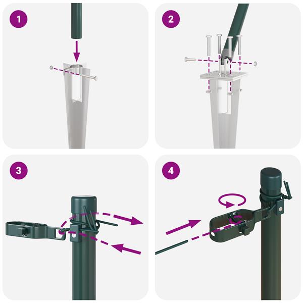 Grote foto vidaxl set hekpalen 7 pcs groen 32mm 160 cm metaal tuin en terras overige tuin en terras