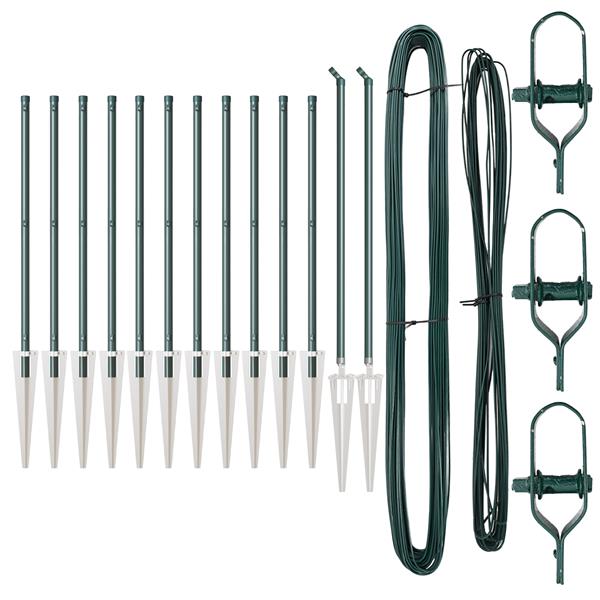 Grote foto vidaxl set hekpalen 13 pcs groen 32mm 100 cm metaal tuin en terras overige tuin en terras