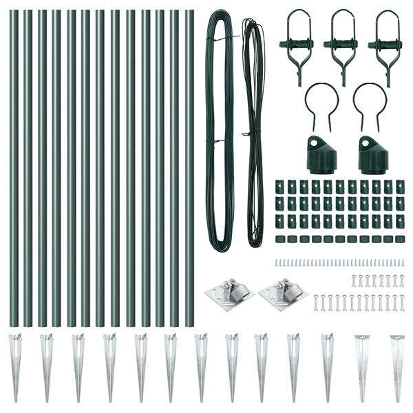 Grote foto vidaxl set hekpalen 13 pcs groen 32mm 100 cm metaal tuin en terras overige tuin en terras