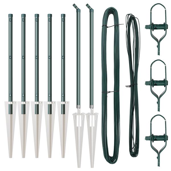 Grote foto vidaxl hekpalen set met spike 7 pcs groen 32mm 160 cm metaal tuin en terras overige tuin en terras