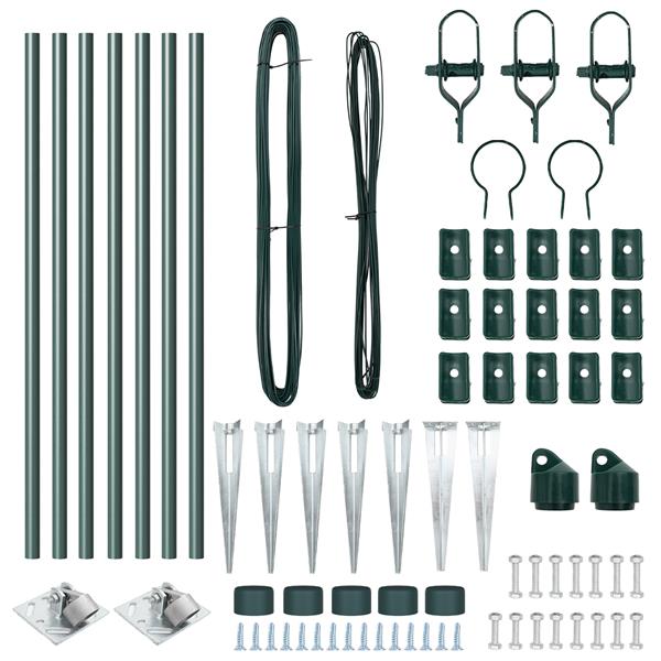 Grote foto vidaxl hekpalen set met spike 7 pcs groen 32mm 160 cm metaal tuin en terras overige tuin en terras