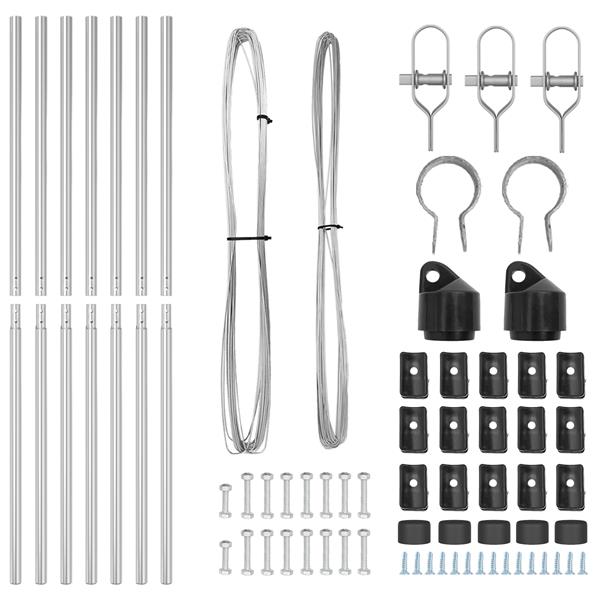Grote foto vidaxl set hekpalen 7 pcs zilver 32mm 150 cm gegalvaniseerd staal tuin en terras overige tuin en terras