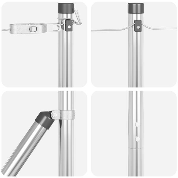 Grote foto vidaxl set hekpalen 7 pcs zilver 32mm 150 cm gegalvaniseerd staal tuin en terras overige tuin en terras