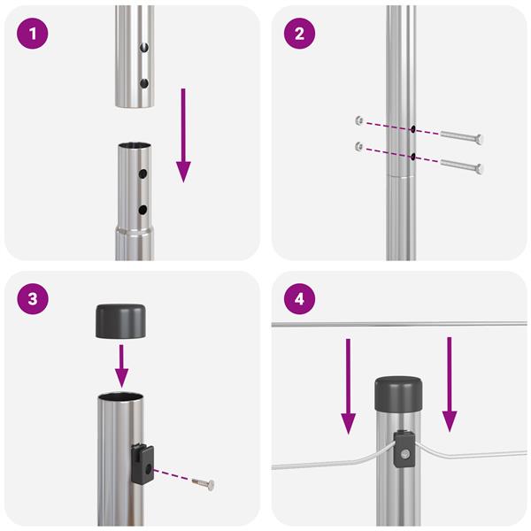 Grote foto vidaxl set hekpalen 7 pcs zilver 32mm 150 cm gegalvaniseerd staal tuin en terras overige tuin en terras