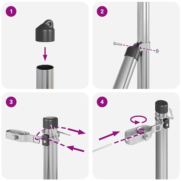 Grote foto vidaxl set hekpalen 7 pcs zilver 32mm 150 cm gegalvaniseerd staal tuin en terras overige tuin en terras