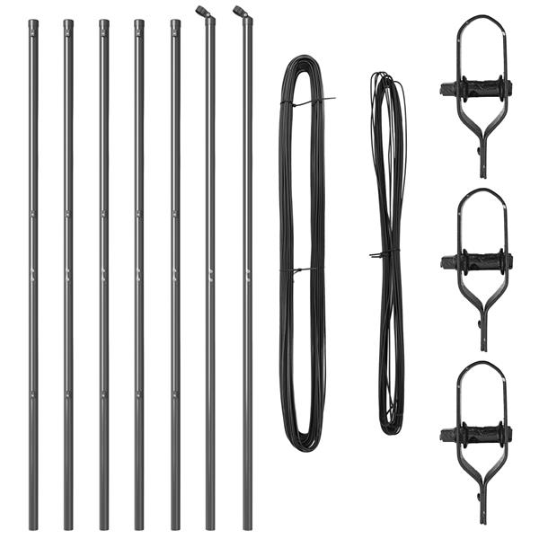 Grote foto vidaxl set hekpalen 7 pcs grijs 32mm 210 cm metaal tuin en terras overige tuin en terras