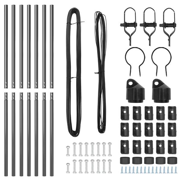Grote foto vidaxl set hekpalen 7 pcs grijs 32mm 210 cm metaal tuin en terras overige tuin en terras