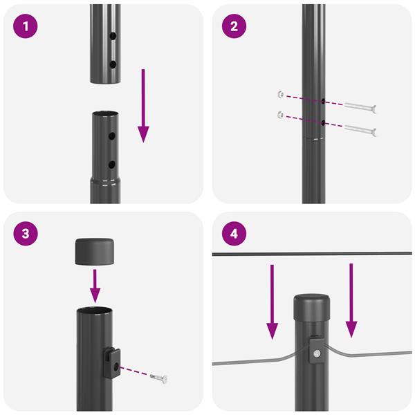 Grote foto vidaxl set hekpalen 7 pcs grijs 32mm 210 cm metaal tuin en terras overige tuin en terras