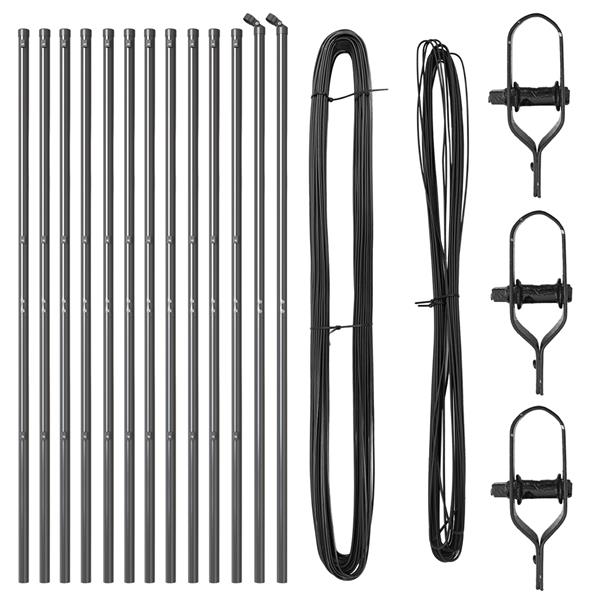 Grote foto vidaxl set hekpalen 13 pcs grijs 32mm 150 cm staal tuin en terras overige tuin en terras