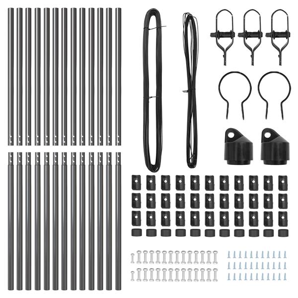 Grote foto vidaxl set hekpalen 13 pcs grijs 32mm 150 cm staal tuin en terras overige tuin en terras