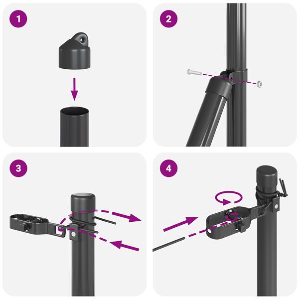 Grote foto vidaxl set hekpalen 13 pcs grijs 32mm 150 cm staal tuin en terras overige tuin en terras