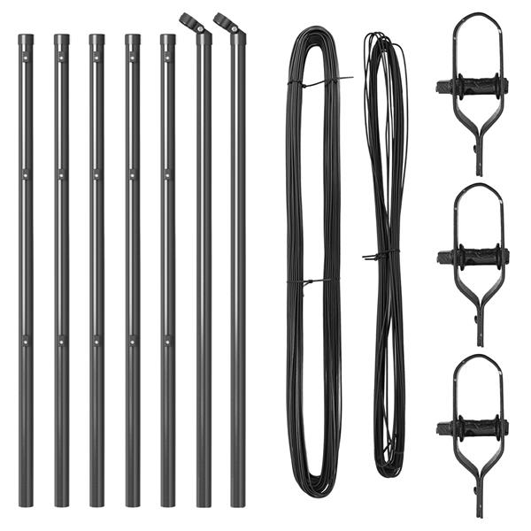 Grote foto vidaxl set hekpalen 7 pcs grijs 32mm 100 cm metaal tuin en terras overige tuin en terras
