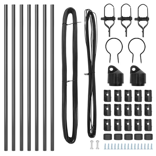 Grote foto vidaxl set hekpalen 7 pcs grijs 32mm 100 cm metaal tuin en terras overige tuin en terras