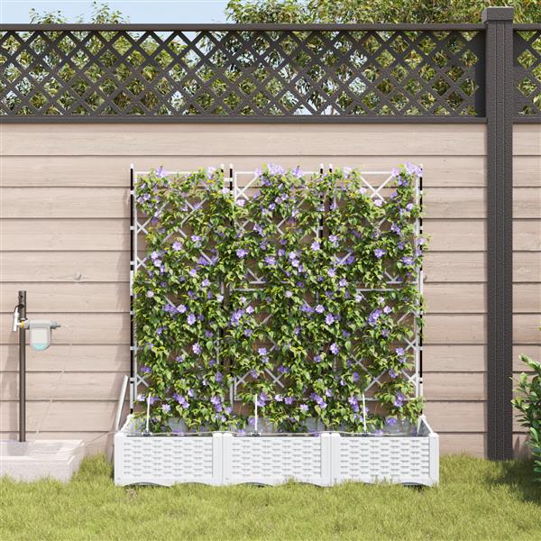 Grote foto vidaxl tuinplanten 1 pc rooster met opslag wit 120 x 40 x 126 cm kunststof tuin en terras overige tuin en terras