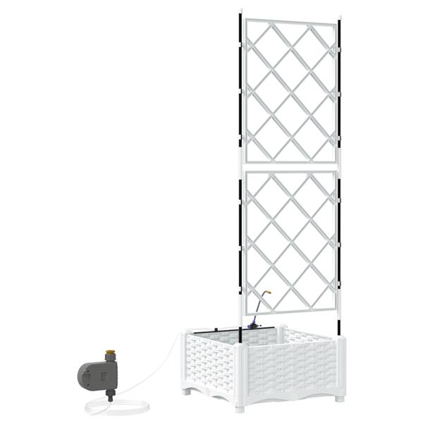 Grote foto vidaxl tuinplanten 1 pc rooster met opslag wit 40 x 40 x 126 cm kunststof tuin en terras overige tuin en terras