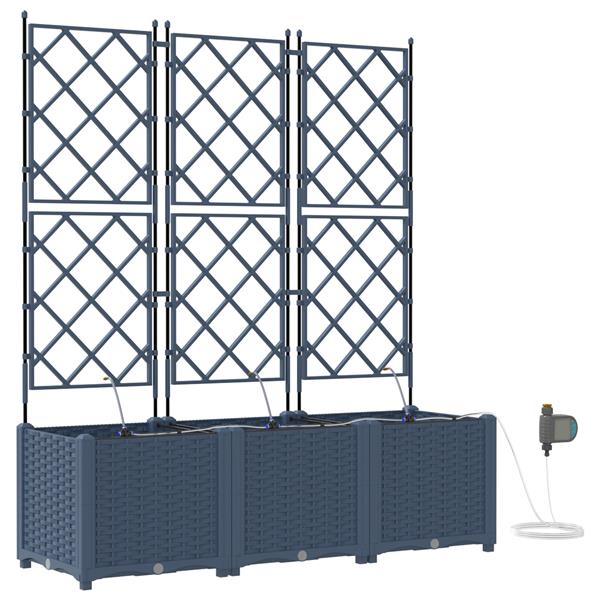 Grote foto vidaxl tuinplanten 1 pc rooster met opslag grijs 120 x 40 x 142 cm kunststof tuin en terras overige tuin en terras