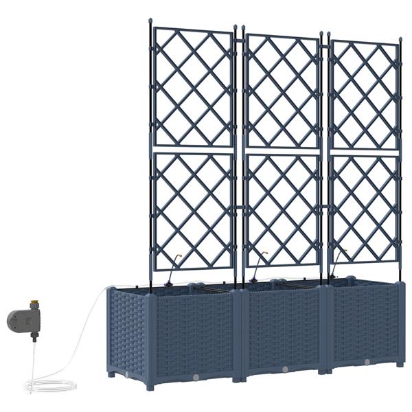 Grote foto vidaxl tuinplanten 1 pc rooster met opslag grijs 120 x 40 x 142 cm kunststof tuin en terras overige tuin en terras