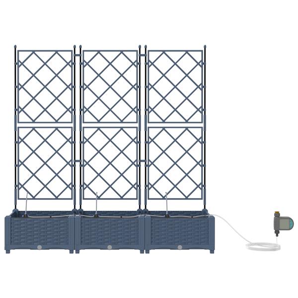 Grote foto vidaxl tuinplanten 1 pc rooster met opslag grijs 120 x 40 x 126 cm kunststof tuin en terras overige tuin en terras