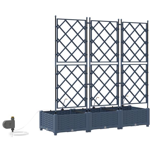 Grote foto vidaxl tuinplanten 1 pc rooster met opslag grijs 120 x 40 x 126 cm kunststof tuin en terras overige tuin en terras