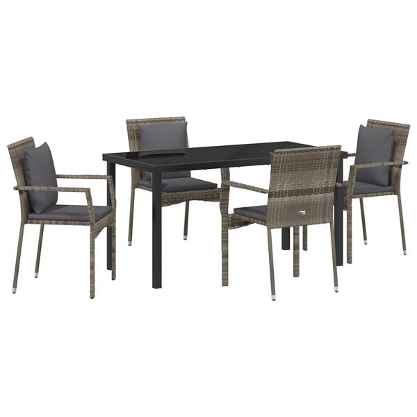 Grote foto vidaxl set tuinstoelen met kussen met kussen 5 pcs grijs 140 x 70 x 73 cm tuin en terras tuinmeubelen