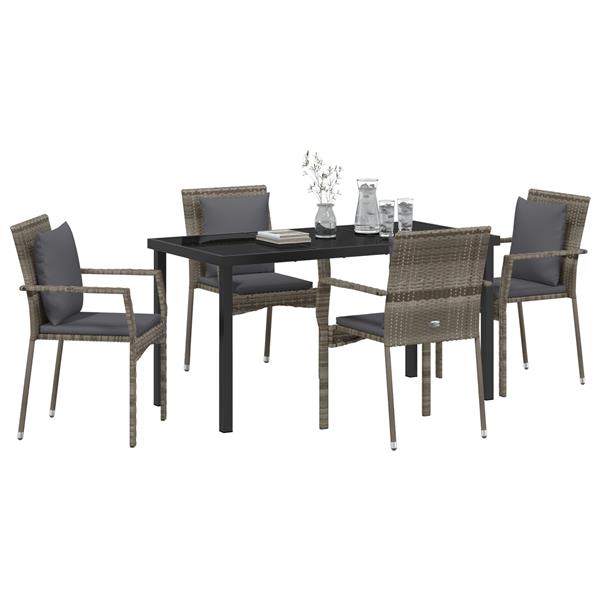 Grote foto vidaxl set tuinstoelen met kussen met kussen 5 pcs grijs 140 x 70 x 73 cm tuin en terras tuinmeubelen