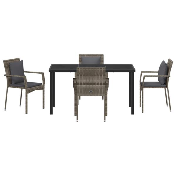 Grote foto vidaxl set tuinstoelen met kussen met kussen 5 pcs grijs 140 x 70 x 73 cm tuin en terras tuinmeubelen