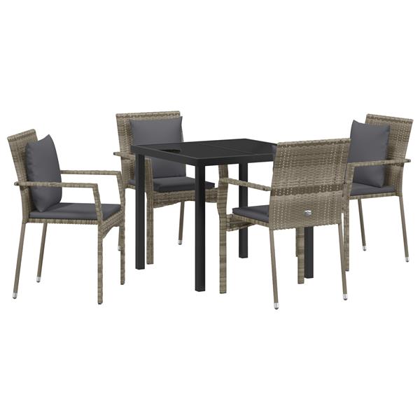 Grote foto vidaxl set tuinstoelen met kussen met kussen 5 pcs grijs 80 x 80 x 73 cm tuin en terras tuinmeubelen