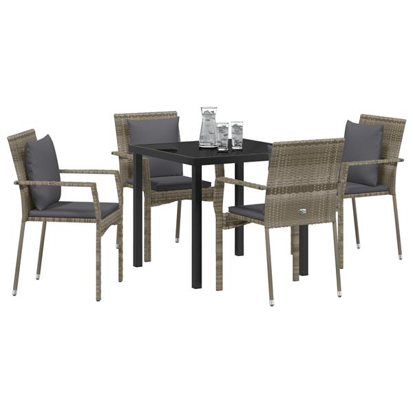 Grote foto vidaxl set tuinstoelen met kussen met kussen 5 pcs grijs 80 x 80 x 73 cm tuin en terras tuinmeubelen