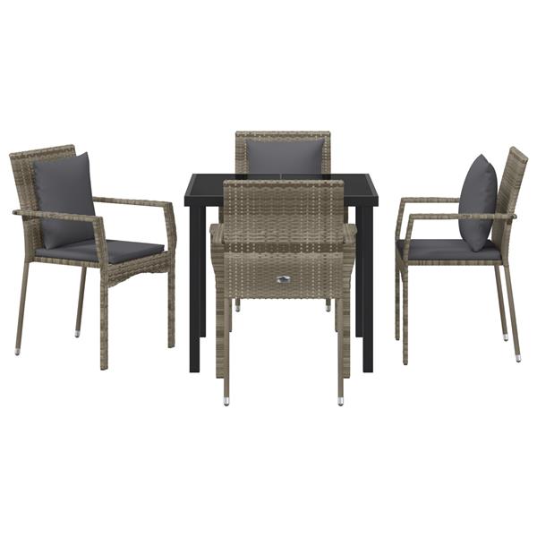 Grote foto vidaxl set tuinstoelen met kussen met kussen 5 pcs grijs 80 x 80 x 73 cm tuin en terras tuinmeubelen