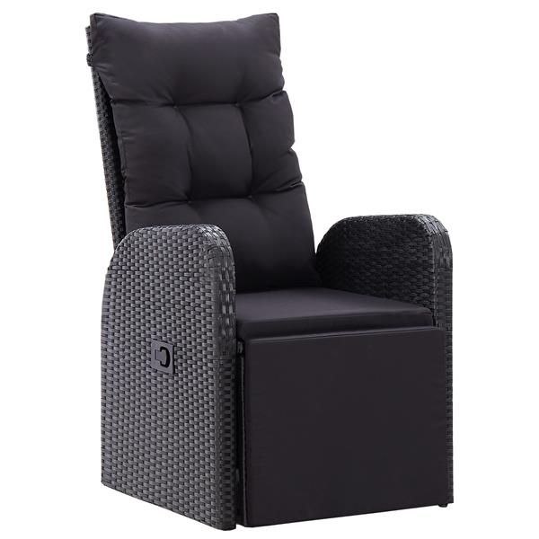 Grote foto vidaxl recliner tuinstoelen met kussen 3 pcs zwart 80 x 80 x 73 cm tuin en terras tuinmeubelen