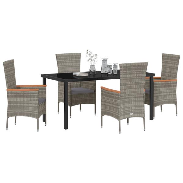 Grote foto vidaxl tuin eetset met kussen 5 pcs grijs 160 x 80 x 73 cm tuin en terras tuinmeubelen