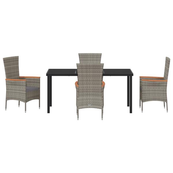 Grote foto vidaxl tuin eetset met kussen 5 pcs grijs 160 x 80 x 73 cm tuin en terras tuinmeubelen