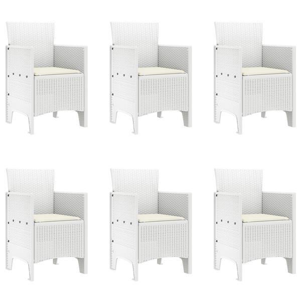 Grote foto vidaxl tuin eetset 7 pcs wit 200 x 100 x 73 cm poly rattan tuin en terras tuinmeubelen