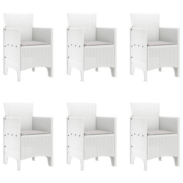 Grote foto vidaxl tuin eetset 7 pcs wit 200 x 100 x 73 cm poly rattan tuin en terras tuinmeubelen