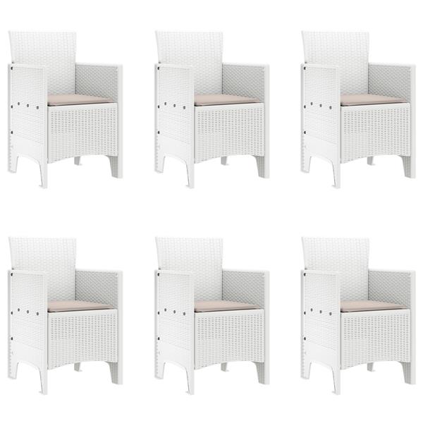 Grote foto vidaxl tuin eetset 7 pcs wit 200 x 100 x 73 cm poly rattan tuin en terras tuinmeubelen