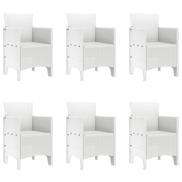 Grote foto vidaxl tuin eetset 7 pcs wit 200 x 100 x 73 cm poly rattan tuin en terras tuinmeubelen