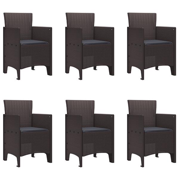 Grote foto vidaxl tuin eetset 7 pcs bruin 200 x 100 x 73 cm polypropyleen tuin en terras tuinmeubelen