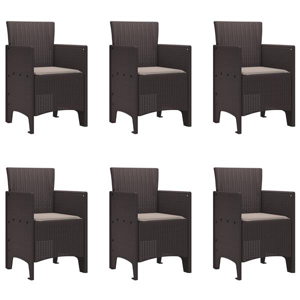 Grote foto vidaxl tuin eetset 7 pcs bruin 200 x 100 x 73 cm poly rattan tuin en terras tuinmeubelen