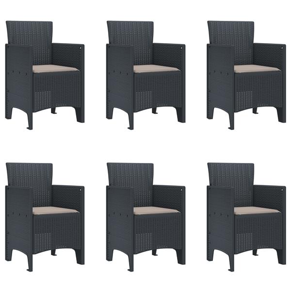 Grote foto vidaxl tuin eetset 7 pcs antraciet 200 x 100 x 73 cm kunststofharsh tuin en terras tuinmeubelen