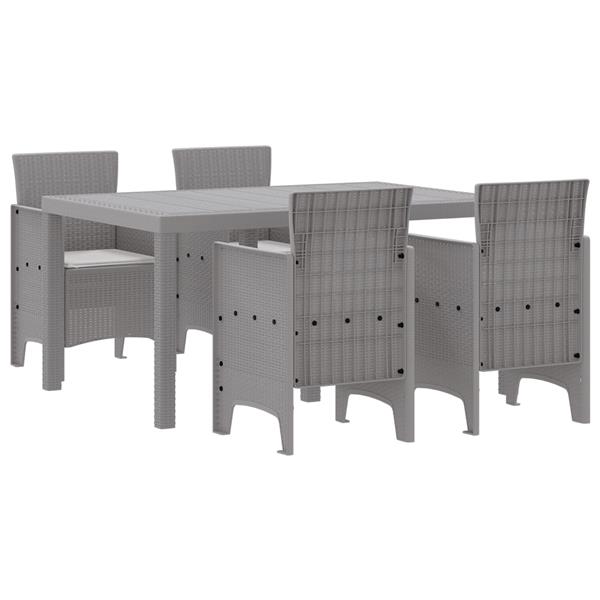 Grote foto vidaxl tuin eetset 5 pcs lichtgrijs 150 x 100 x 73 cm pe rattan tuin en terras tuinmeubelen